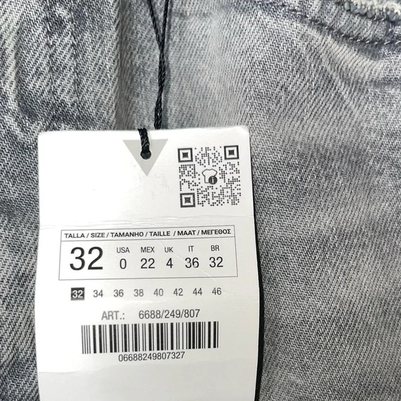 BRAND NEW ZARA Distressed Grey Denim Jeans Size  US 0 UK 32 - Picture 5 of 6